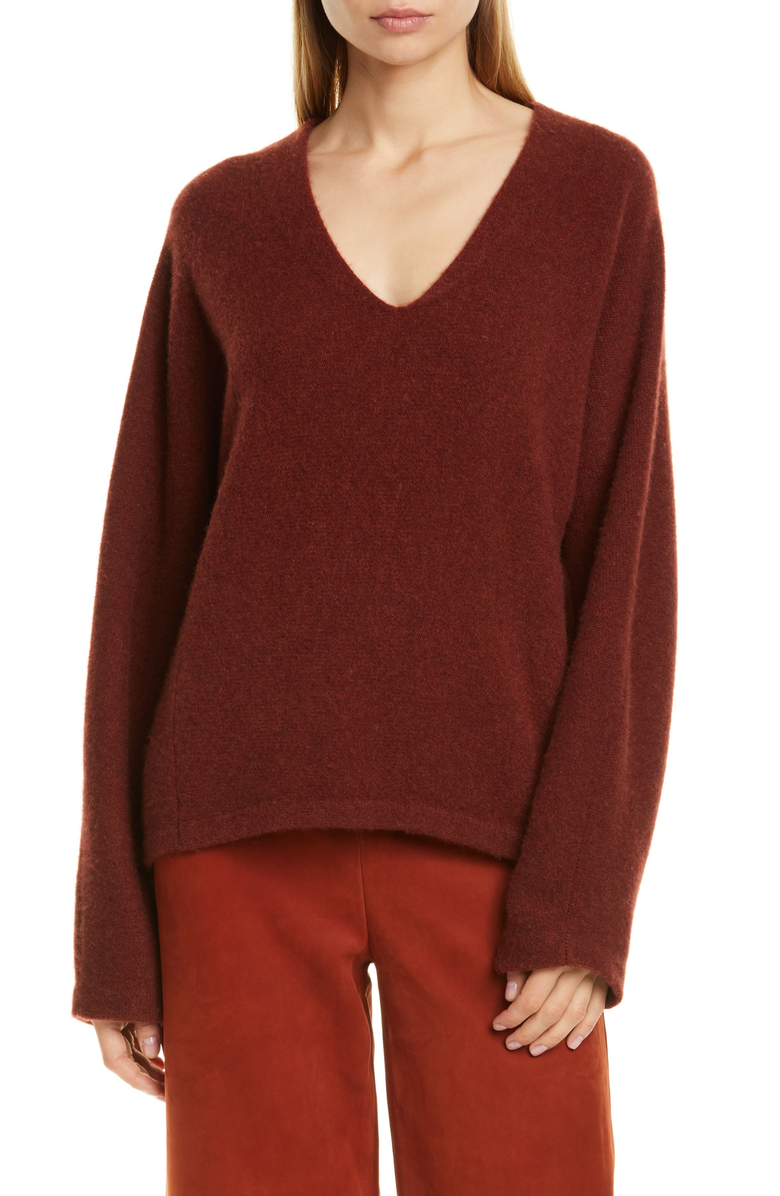 Vince Womens V Neck Cashmere Dolman Sweater